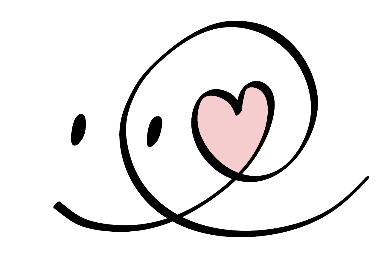 Logo van Melle Mae met een glimlach en een rood hart